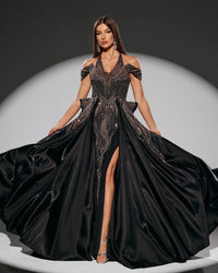 HKM-076243 Elegant Black Evening Dress - Model EZ25218 for Women's Formal Wear