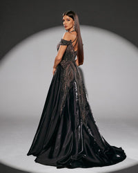 HKM-076243 Elegant Black Evening Dress - Model EZ25218 for Women's Formal Wear