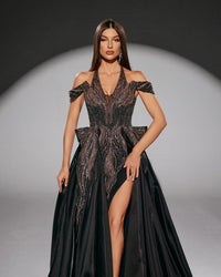 HKM-076243 Elegant Black Evening Dress - Model EZ25218 for Women's Formal Wear