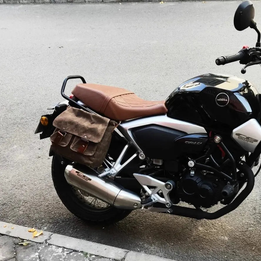 KTX-614355 Large Capacity Motorcycle Side Bag Thickened Canvas Luggage with Zipper Closure