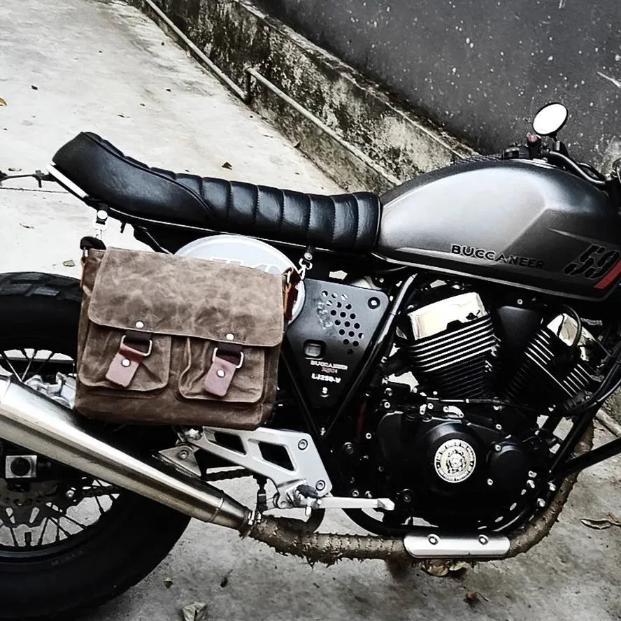 KTX-614355 Large Capacity Motorcycle Side Bag Thickened Canvas Luggage with Zipper Closure