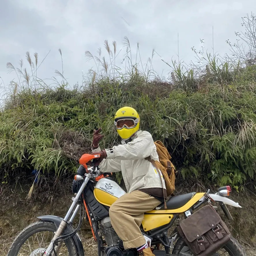 KTX-614355 Large Capacity Motorcycle Side Bag Thickened Canvas Luggage with Zipper Closure