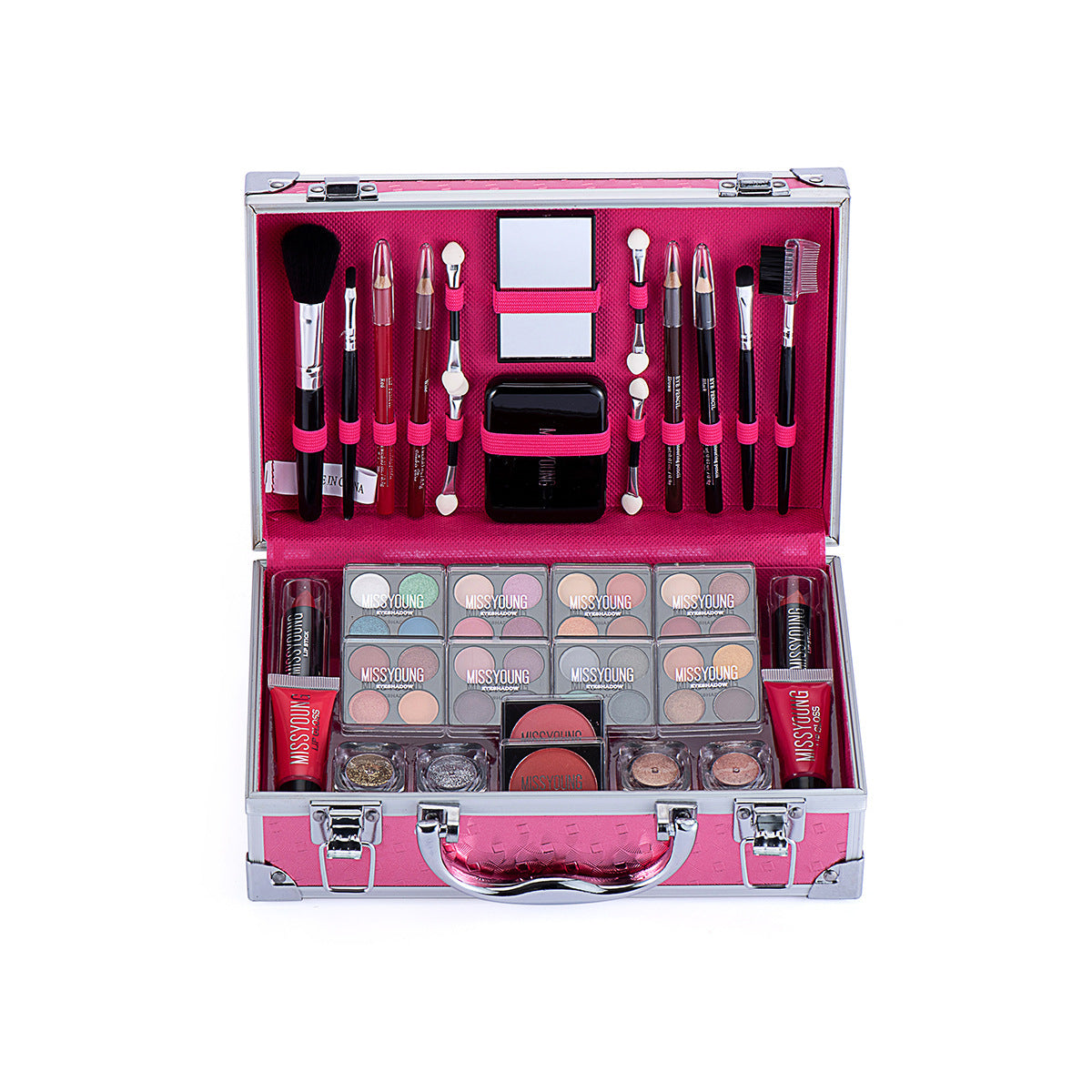HKM-943379 Colorful Eyeshadow and Lipstick Cosmetics Set with Blush, Gloss, and Tools