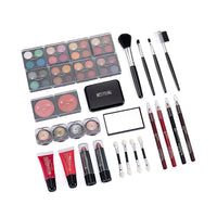 HKM-943379 Colorful Eyeshadow and Lipstick Cosmetics Set with Blush, Gloss, and Tools