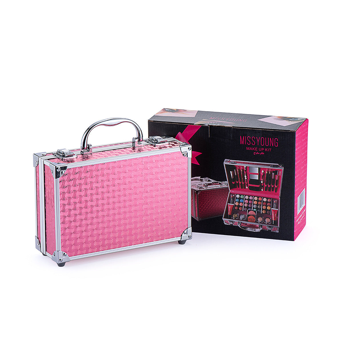 HKM-943379 Colorful Eyeshadow and Lipstick Cosmetics Set with Blush, Gloss, and Tools