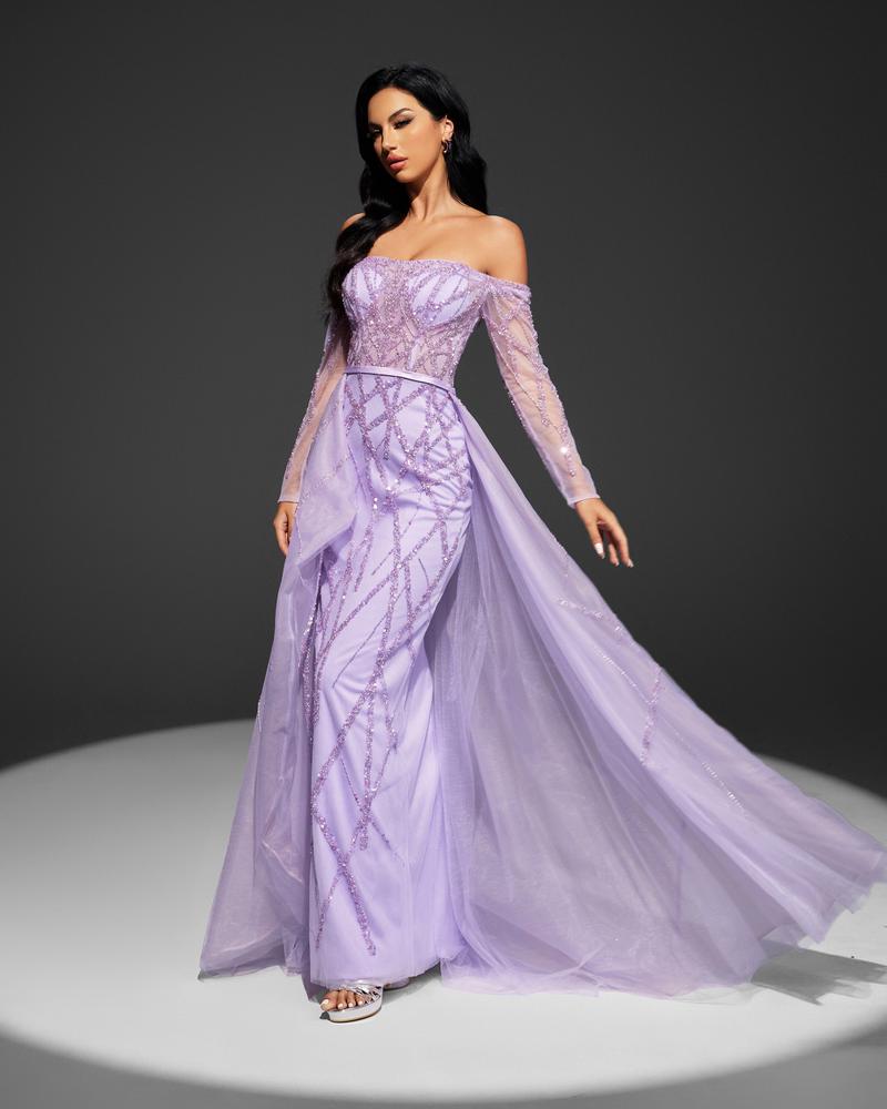 HKM-331475 Elegant Purple Evening Dress for Women - Style EZ25015