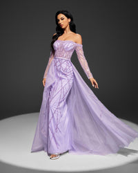 HKM-331475 Elegant Purple Evening Dress for Women - Style EZ25015