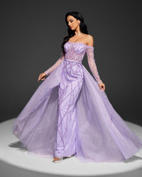 HKM-331475 Elegant Purple Evening Dress for Women - Style EZ25015