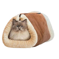 HKM-846995 Foldable Pet Bed and Tunnel for Cats and Dogs – Warm Fleece Blanket with Thermo-Reflective Material for Indoor or Outdoor Use
