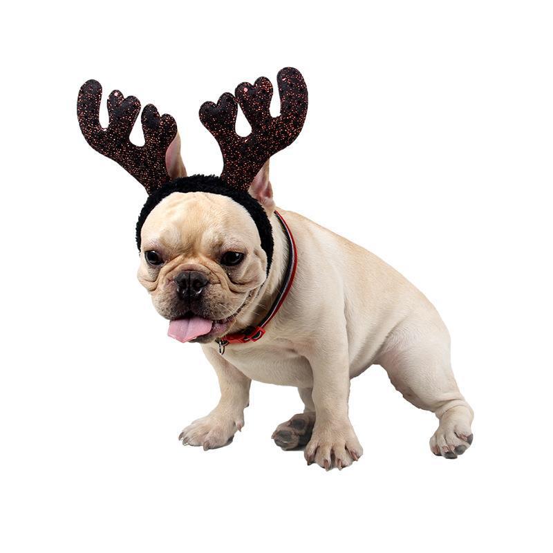 HKM-705619 Shiny Brown and Red Antlers Plush Hairpin for All Occasions