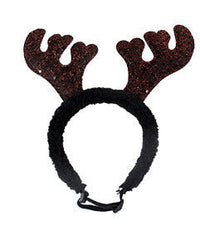 HKM-705619 Shiny Brown and Red Antlers Plush Hairpin for All Occasions