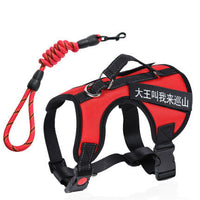 HKM-549971 Red Dog Chest Harness Vest with Traction Rope - Nylon, Available in Various Sizes (XS to XL)
