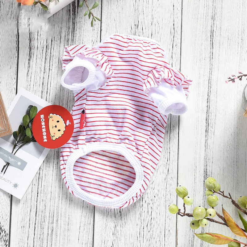 HKM-114643 Striped Print Cotton Costume for Small Dogs, Suitable for XS to XL Sizes