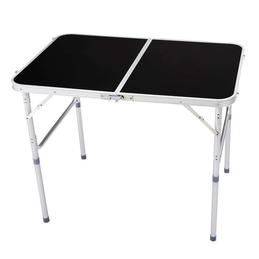 HKM-106195 3ft Black Outdoor Folding Table - Aluminum Alloy, Rectangular Design, 50kg Weight Capacity