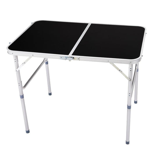 HKM-106195 3ft Black Outdoor Folding Table - Aluminum Alloy, Rectangular Design, 50kg Weight Capacity