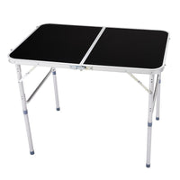 HKM-106195 3ft Black Outdoor Folding Table - Aluminum Alloy, Rectangular Design, 50kg Weight Capacity