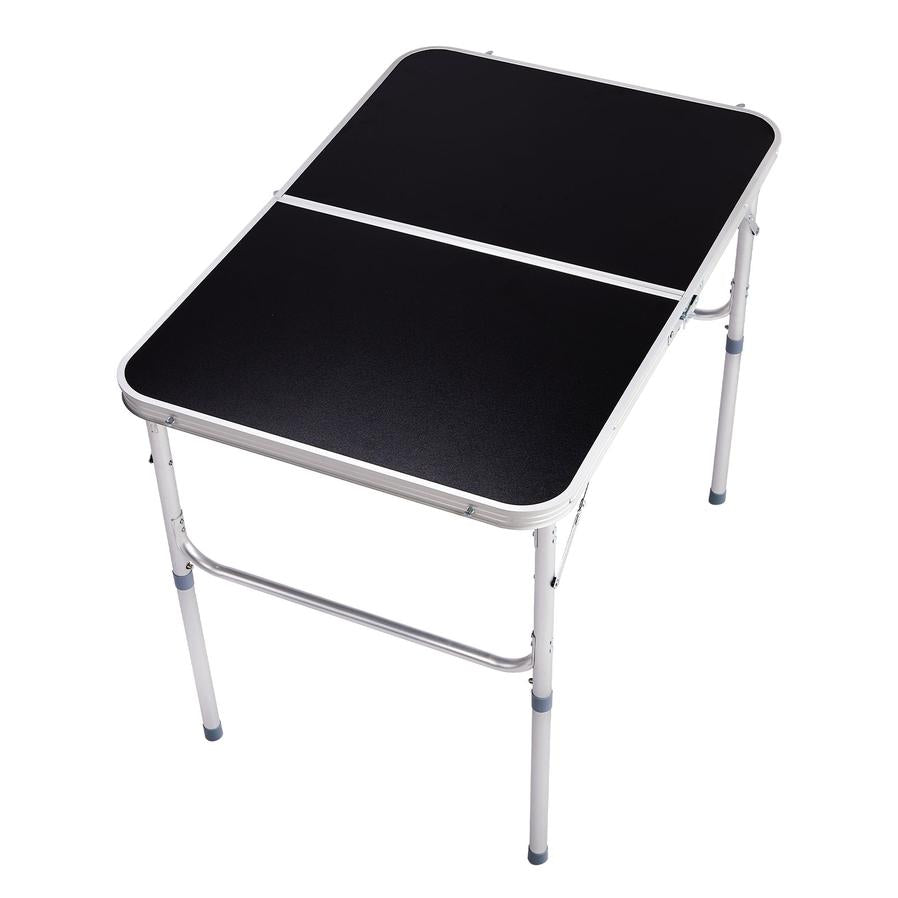 HKM-106195 3ft Black Outdoor Folding Table - Aluminum Alloy, Rectangular Design, 50kg Weight Capacity