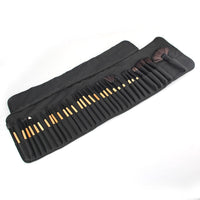 HKM-198931 32-Piece Makeup Brush Set with Bag – Artificial Fiber Bristles, Includes Pink, Purple, Black, and Log Color Brushes