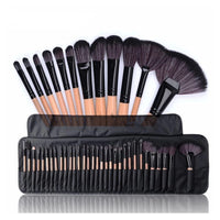 HKM-198931 32-Piece Makeup Brush Set with Bag – Artificial Fiber Bristles, Includes Pink, Purple, Black, and Log Color Brushes