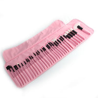 HKM-198931 32-Piece Makeup Brush Set with Bag – Artificial Fiber Bristles, Includes Pink, Purple, Black, and Log Color Brushes