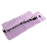 HKM-198931 32-Piece Makeup Brush Set with Bag – Artificial Fiber Bristles, Includes Pink, Purple, Black, and Log Color Brushes