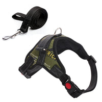HKM-712659 Camouflage Dog Harness with Leash - Adjustable Polyester Chest Strap for Sizes S to XL