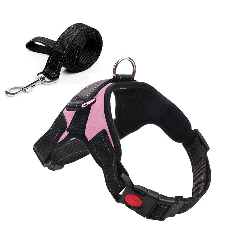 HKM-712659 Camouflage Dog Harness with Leash - Adjustable Polyester Chest Strap for Sizes S to XL