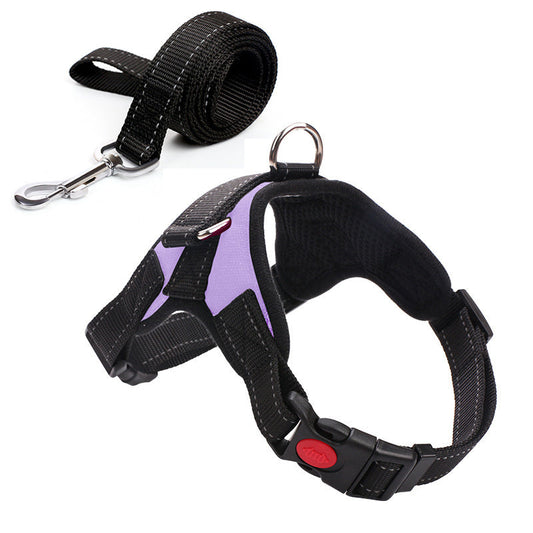 HKM-712659 Camouflage Dog Harness with Leash - Adjustable Polyester Chest Strap for Sizes S to XL