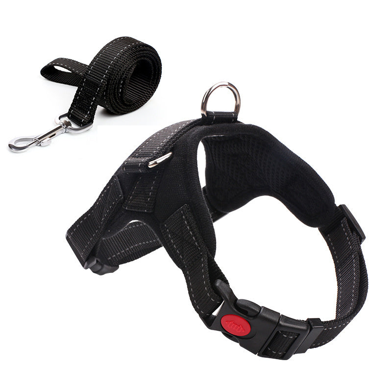 HKM-712659 Camouflage Dog Harness with Leash - Adjustable Polyester Chest Strap for Sizes S to XL