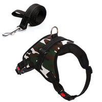 HKM-712659 Camouflage Dog Harness with Leash - Adjustable Polyester Chest Strap for Sizes S to XL