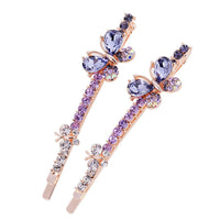 HKM-246867 Korean-style Bowknot Hairpin with Amethyst Crystal Accents