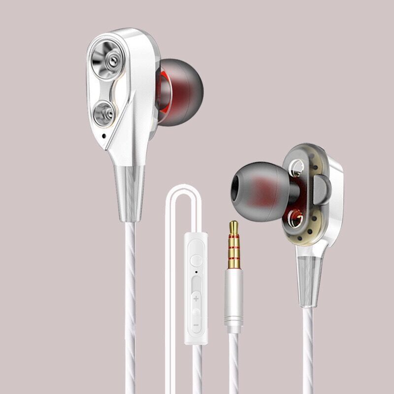 KTX-556179 In-Ear Dual Motion Sports Headphones with Microphone for Music and Communication - Wired, 3.5mm Plug