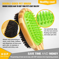HKM-166995 Dual-Sided Short Hair Dog Grooming Brush for Detangling and Shedding Control
