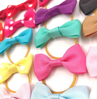 HKM-492051 Polka Dot and Solid Color Bowknot Hair Tie with Rubber Band for Dogs - 20 Color Options