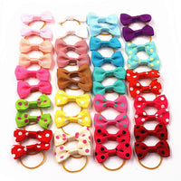 HKM-492051 Polka Dot and Solid Color Bowknot Hair Tie with Rubber Band for Dogs - 20 Color Options