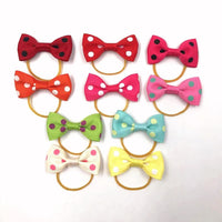 HKM-492051 Polka Dot and Solid Color Bowknot Hair Tie with Rubber Band for Dogs - 20 Color Options