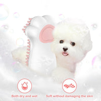 HKM-100307 Soft Silicone Pet Grooming Brush with Shampoo Dispenser for Dogs and Cats