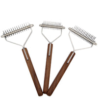 HKM-147731 Beech and Walnut Wooden Dog Comb - Multiple Sizes Available