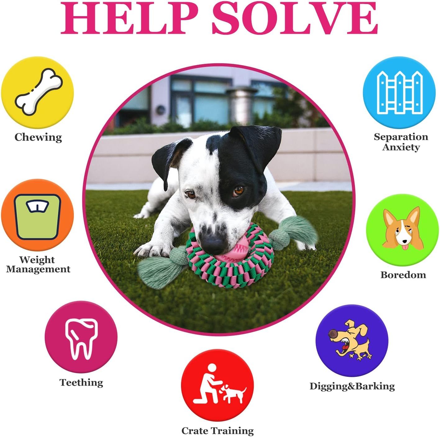 HKM-591123 Durable Interactive Dog Chew Toy for Aggressive Chewers - Made with Natural Rubber for Safe Chewing, Exercise and Teeth Cleaning