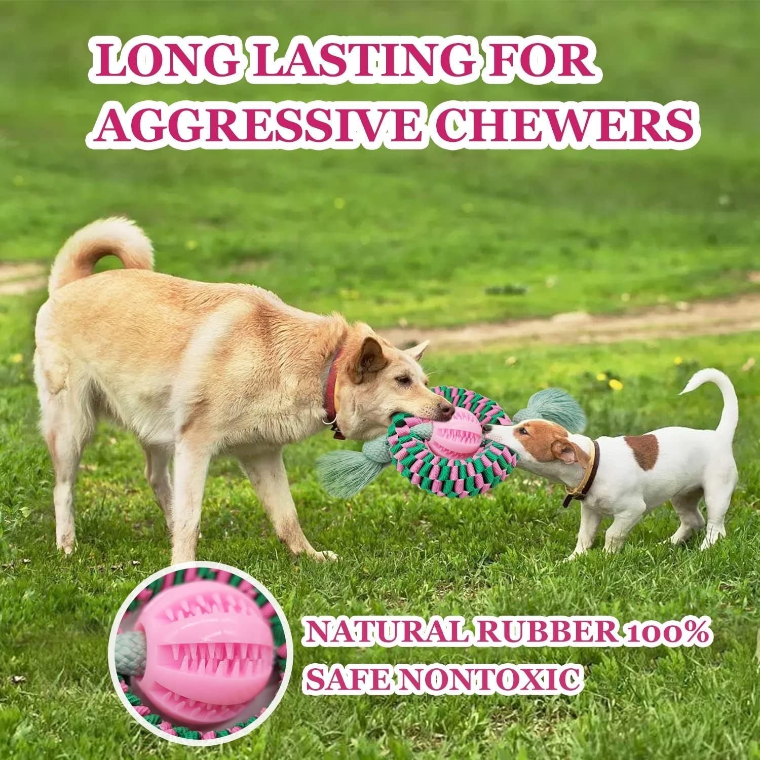 HKM-591123 Durable Interactive Dog Chew Toy for Aggressive Chewers - Made with Natural Rubber for Safe Chewing, Exercise and Teeth Cleaning