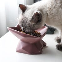 HKM-782931 Creative Cat-Shaped Ceramic Bowl in Multiple Colors for Pet Feeding