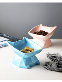 HKM-782931 Creative Cat-Shaped Ceramic Bowl in Multiple Colors for Pet Feeding