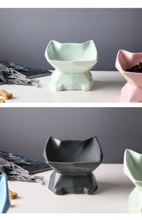 HKM-782931 Creative Cat-Shaped Ceramic Bowl in Multiple Colors for Pet Feeding