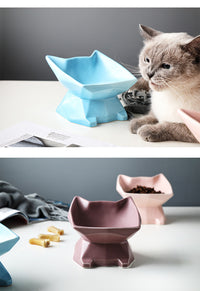 HKM-782931 Creative Cat-Shaped Ceramic Bowl in Multiple Colors for Pet Feeding