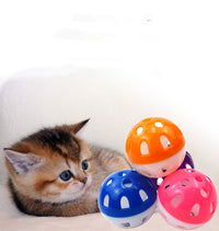 HKM-230355 Interactive Cat Toy - Hollow Ball with Mesh Bell and Grid Sounds, Various Sizes