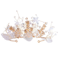 HKM-357523 Yarn Crown Set for Kids with Ribbons and Hairpin - Handmade Alloy and Cloth Flower Design