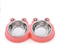 HKM-502675 Detachable Stainless Steel and PP Resin Dog and Cat Feeding Bowls in Pink, Blue, and Yellow