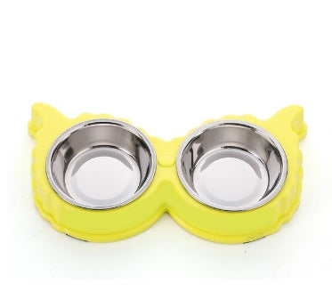 HKM-502675 Detachable Stainless Steel and PP Resin Dog and Cat Feeding Bowls in Pink, Blue, and Yellow