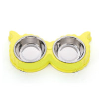 HKM-502675 Detachable Stainless Steel and PP Resin Dog and Cat Feeding Bowls in Pink, Blue, and Yellow