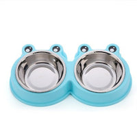 HKM-502675 Detachable Stainless Steel and PP Resin Dog and Cat Feeding Bowls in Pink, Blue, and Yellow